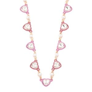 NEW Betsey Johnson Crystal heart station Necklace